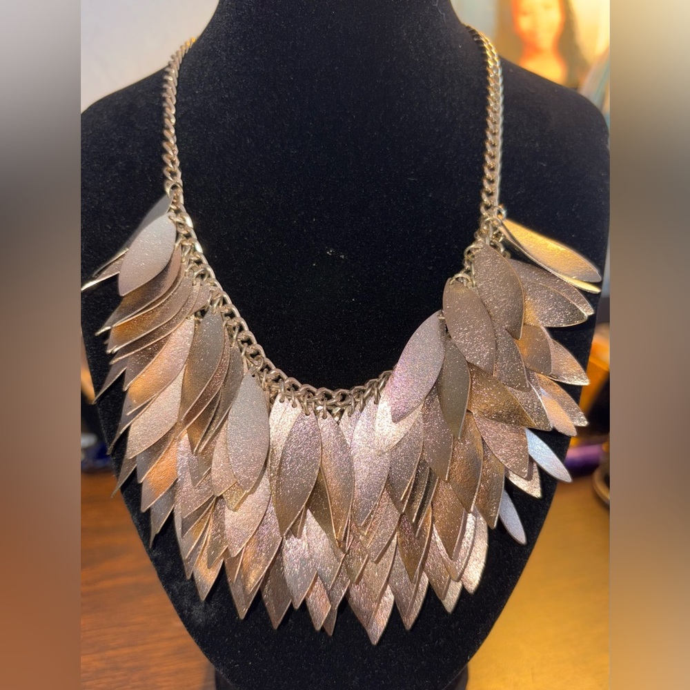 Gold Leaf Statement Necklace - image 1